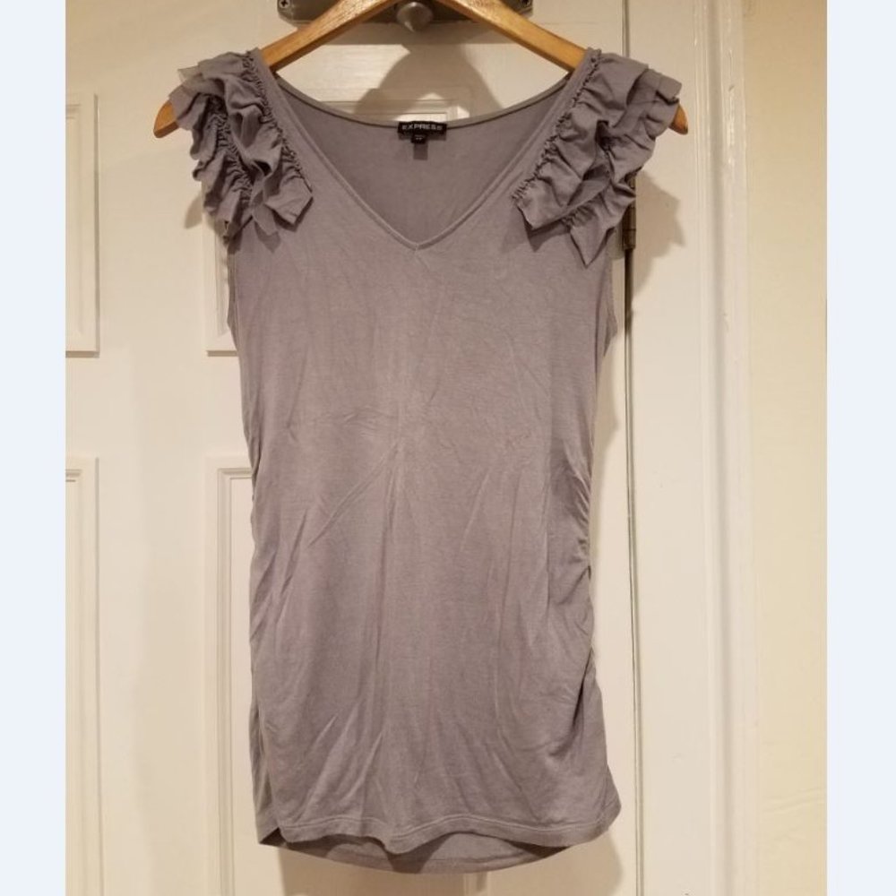 Grey Shirt with Shoulder Frills